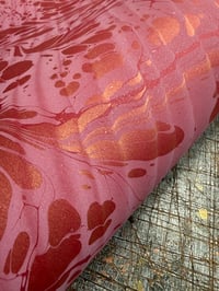 Image 6 of One of a kind hand marbled paper 'Red Lustre' with shimmer finish