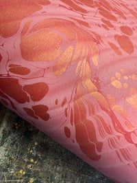 Image 1 of One of a kind hand marbled paper 'Red Lustre' with shimmer finish