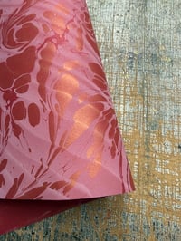 Image 7 of One of a kind hand marbled paper 'Red Lustre' with shimmer finish