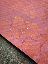 Image 8 of One of a kind hand marbled paper 'Red Lustre' with shimmer finish