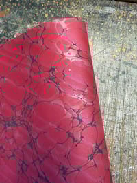 Image 6 of One of a kind hand marbled paper 'Petunia' with shimmer finish