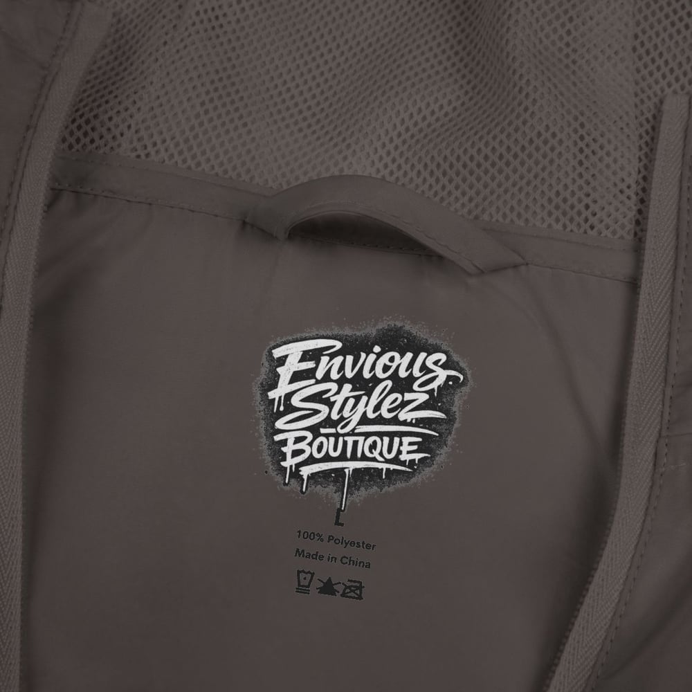 Image of Windbreaker Jacket — "Built From Envy" Black Graphic Hooded Windbreaker