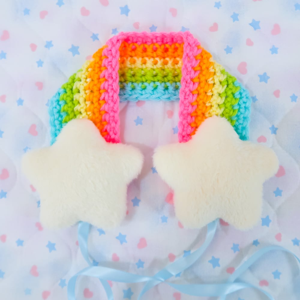 Shooting Star Headdress / Earmuffs: Bright Rainbow