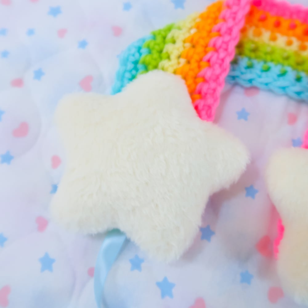 Shooting Star Headdress / Earmuffs: Bright Rainbow