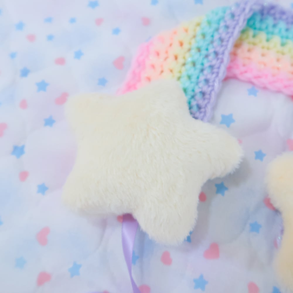 Shooting Star Headdress / Earmuffs: Pastel Rainbow