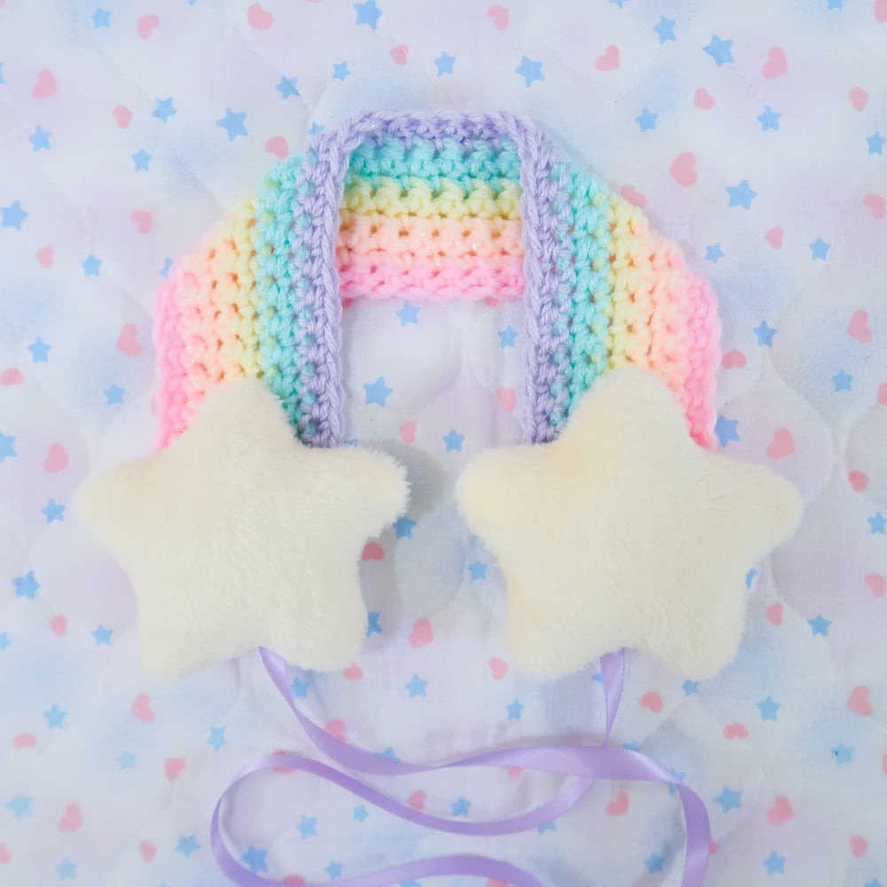 Shooting Star Headdress / Earmuffs: Pastel Rainbow