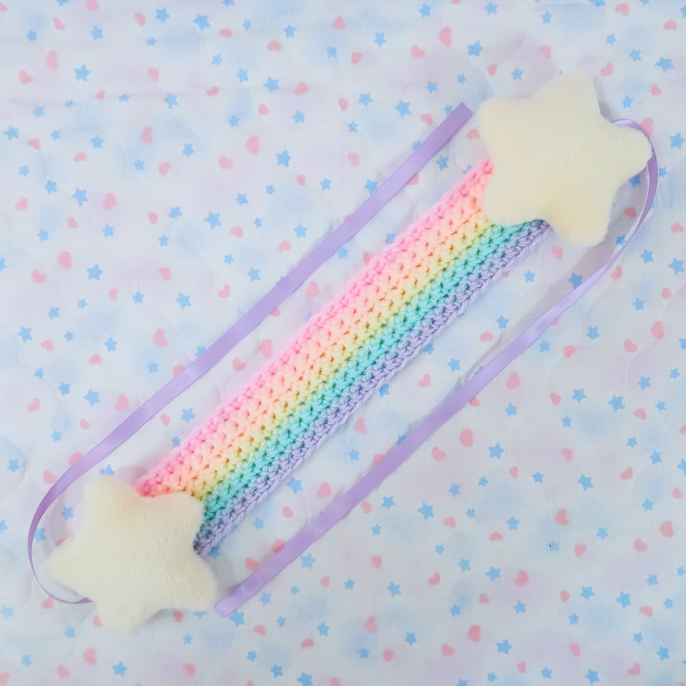 Shooting Star Headdress / Earmuffs: Pastel Rainbow