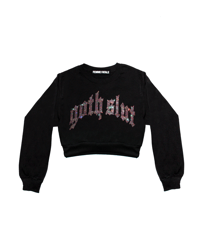 Image 1 of GOTH SLUT RHINESTONE CROPPED CREWNECK