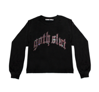 Image 1 of GOTH SLUT RHINESTONE OVERSIZED LONG-SLEEVE