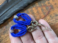 Image 4 of Peaces of Luanda . Beaded brass in cobalt blue earrings n4