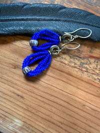 Image 6 of Peaces of Luanda . Beaded brass in cobalt blue earrings n4