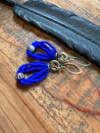 Image 8 of Peaces of Luanda . Beaded brass in cobalt blue earrings n4