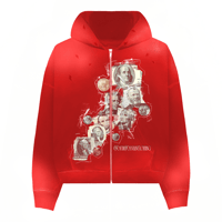 Image 1 of "Money Talks" Red Distressed Sun Wash Zip Up