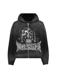 Image 1 of "Blood Money" Distressed Sun Washed Boxy Zip Up