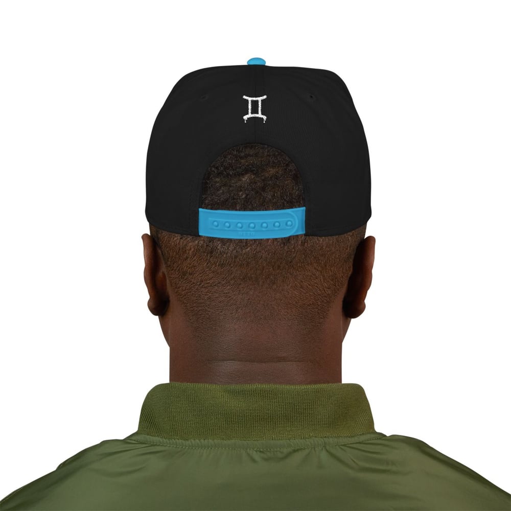 Image of Embroidered Gemini Snapback Hat – Zodiac Twins Embroidery