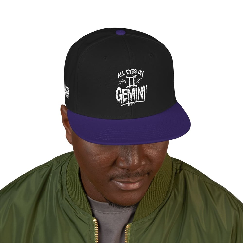 Image of Embroidered Gemini Snapback Hat – Zodiac Twins Embroidery