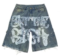 Image 1 of "Pearl Harbor" Distressed Jorts