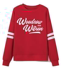 Retro Script on 2 Striped Sleeve Sweatshirt
