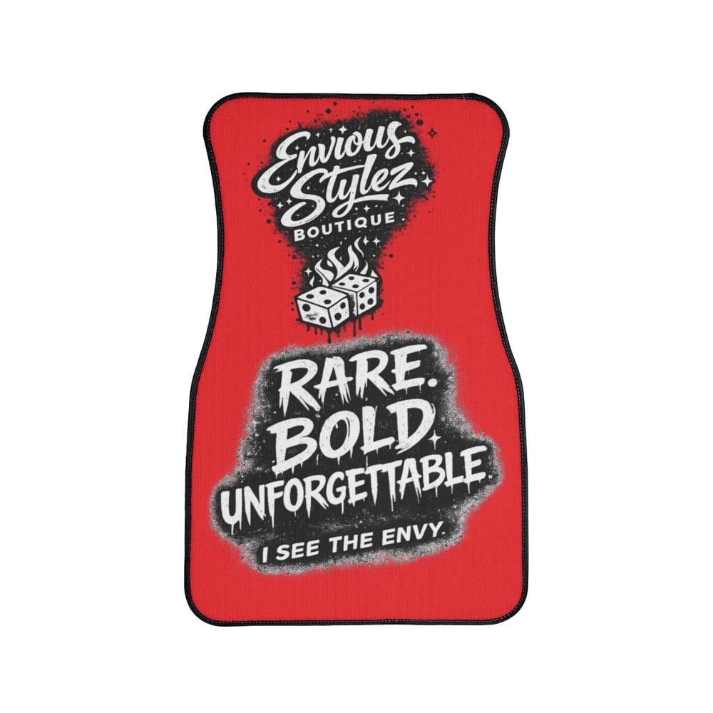Image of Car Floor Mat — "Rare. Bold. Unforgettable." Red Graphic