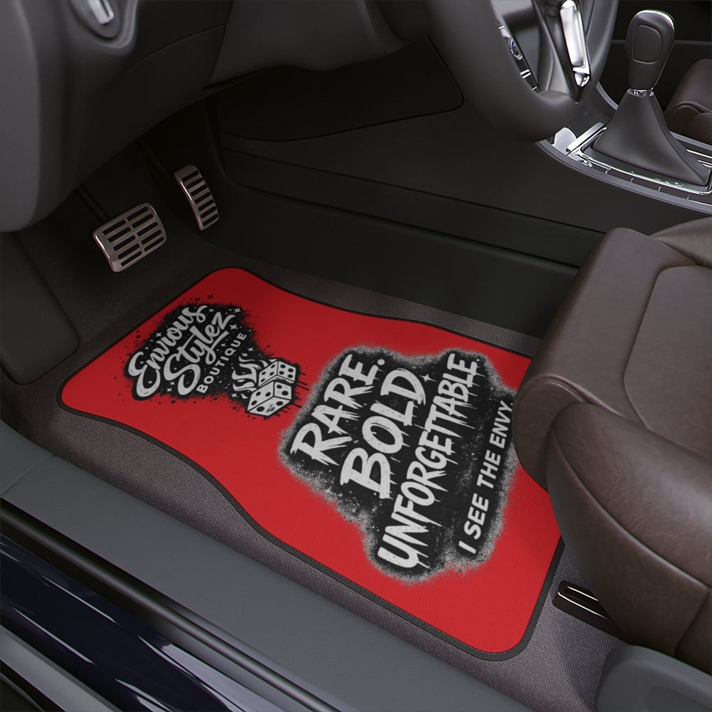 Image of Car Floor Mat — "Rare. Bold. Unforgettable." Red Graphic