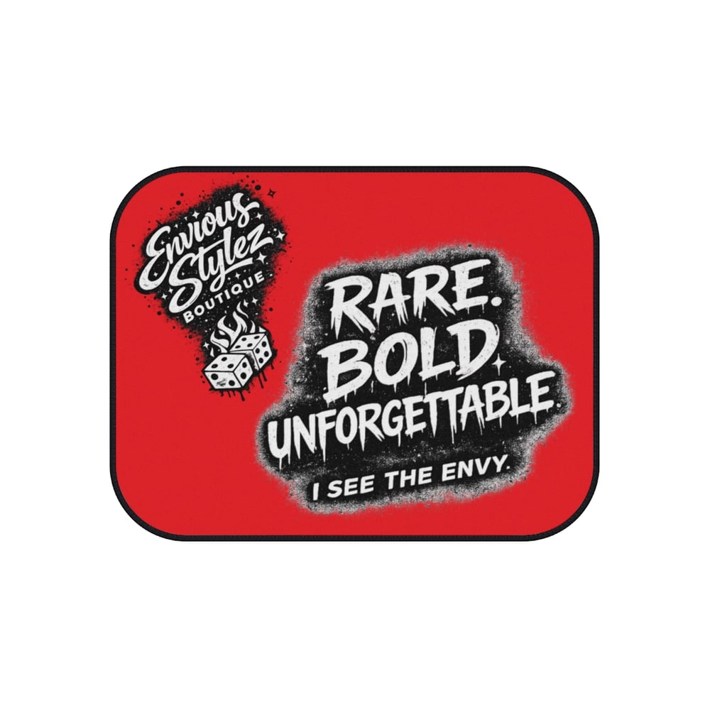 Image of Car Mats — "Rare. Bold. Unforgettable." Rear Car Floor Mats (Red)