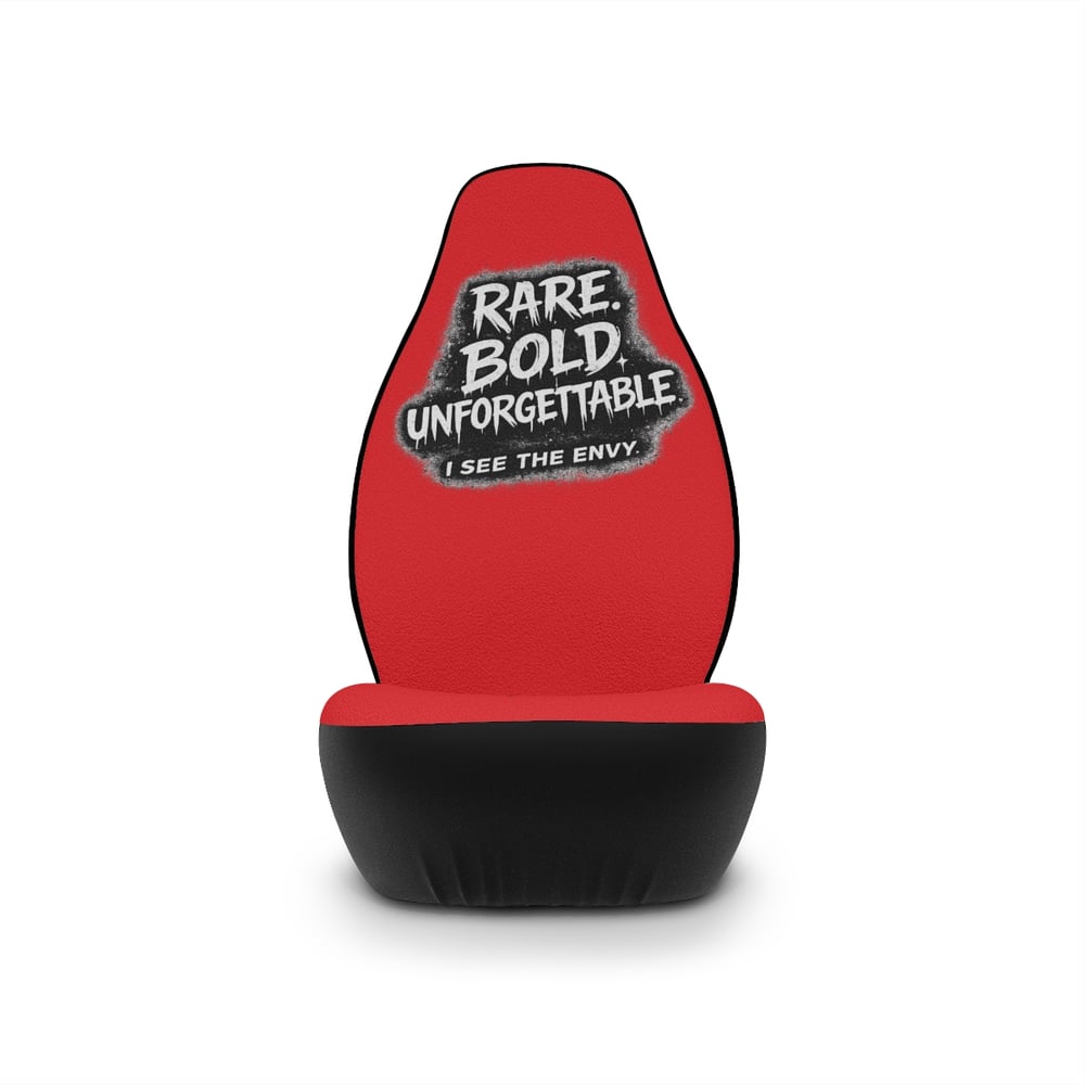 Image of Car Seat Covers — 'Rare. Bold. Unforgettable.' Red Designer Auto Seat Cover