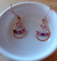 Image 1 of Natural Pink Sapphire Copper Earrings💗