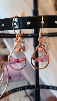 Image 3 of Natural Pink Sapphire Copper Earrings💗