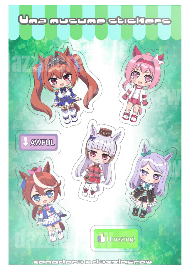 Image of (Pre-order) Uma Musume Gloss Vinyl Sticker Sheet #1