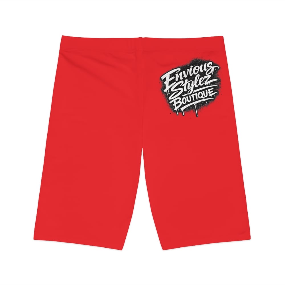 Image of Envious Stylez Red Women's Bike Shorts — "Rare. Bold. Unforgettable." Graphic Activewear