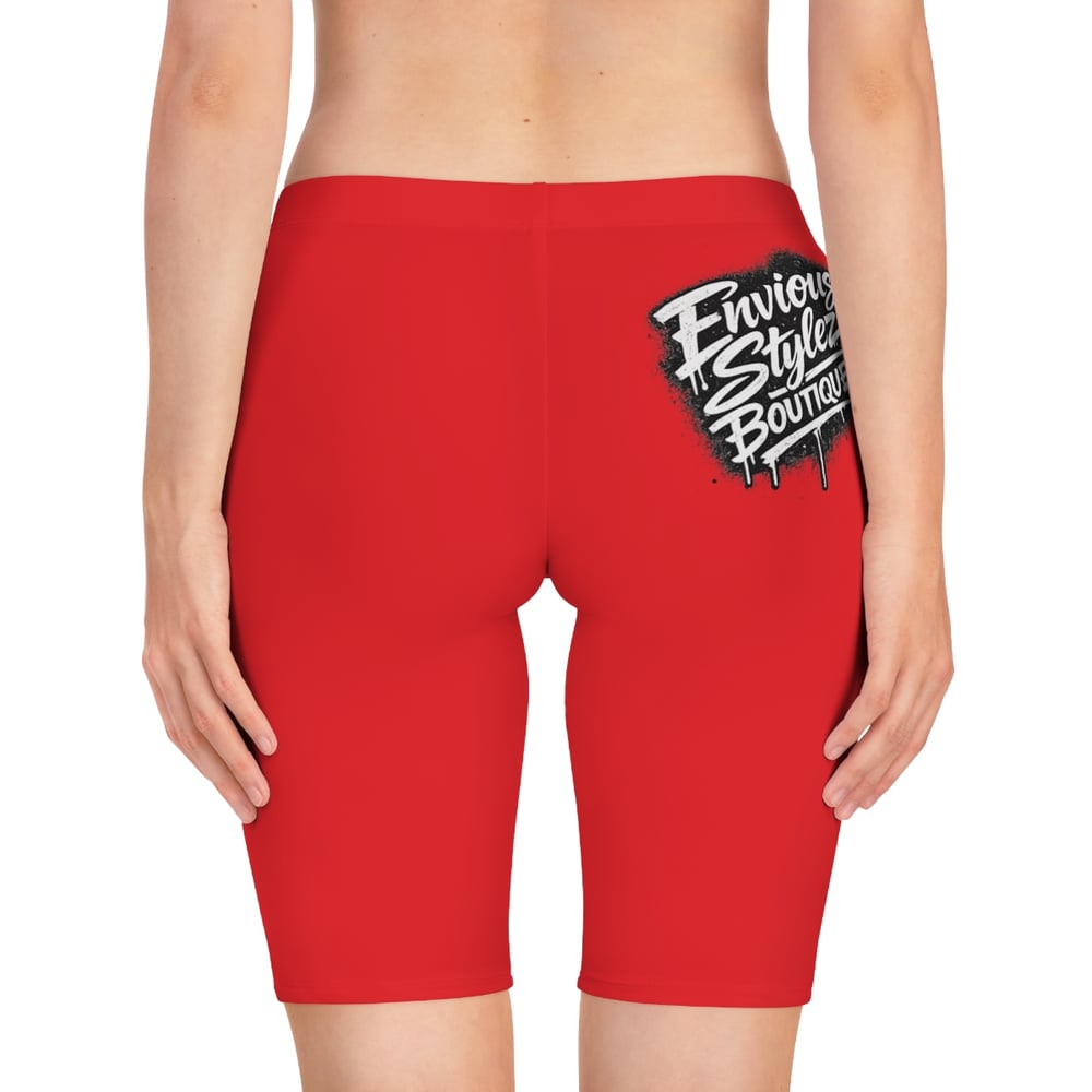Image of Envious Stylez Red Women's Bike Shorts — "Rare. Bold. Unforgettable." Graphic Activewear