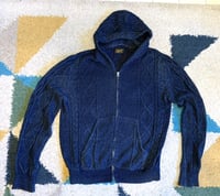 Image 1 of Stevenson Overall jeans HW1-IN indigo dyed fisherman sweater, size M (fits M/L)