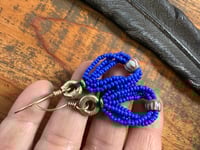 Image 11 of Peaces of Luanda . Beaded brass in cobalt blue earrings n4