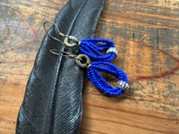 Image 17 of Peaces of Luanda . Beaded brass in cobalt blue earrings n4