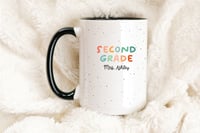 Image 1 of Second Grade Teacher Gift - Colorful Accent Coffee Mug with speckle dot background  (11, 15oz)
