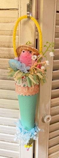 Vintage Thread Cone Pink Chick Easter Spring Decoration