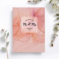 Image 1 of Personalized Mr and Mrs Our First Year Journal Wedding Gifts - Abstract Floral - Hardcover Notebook 