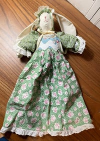 Image 3 of Vintage Handmade Cloth Bunny and Her Bunny Doll Easter Spring Cuties