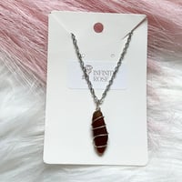 Image 1 of Wire Wrapped Brown Sea Glass Necklace