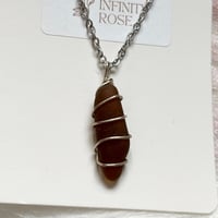 Image 3 of Wire Wrapped Brown Sea Glass Necklace