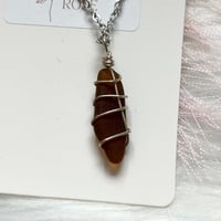 Image 4 of Wire Wrapped Brown Sea Glass Necklace