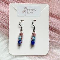 Image 1 of Blue Millefiori Dangle Earrings