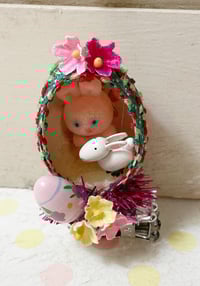 Vintage Easter Egg Bunnies Clip Ornament Spring Decoration