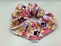 Florals With Paw Prints Scrunchie