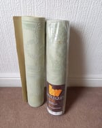 1970s Vintage Harlequin Wallpaper Rolls - Flocked Sage Green Traditional Flock - (Sets of 2 Rolls) thumbnail 10