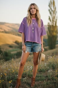 Image 1 of Striped Oversized Knit Top - MAY