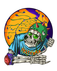 Image 1 of Comfort Colours Cotton T-Shirt - Skull Breakout Blue - Many Colors Available - Free U.S. Shipping!