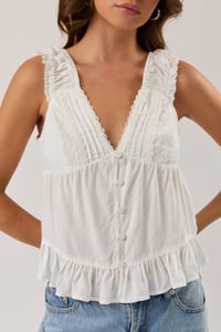 Image 1 of V-neckline Top With Lace Trim - MAY