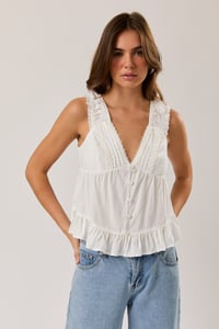 Image 5 of V-neckline Top With Lace Trim - MAY