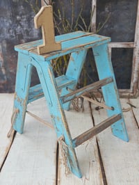 Image 2 of  Wooden ladder  vintage H-45cm   turquoise